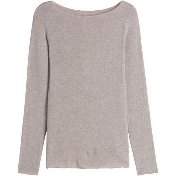 Woman's Modal Cashmere Ultralight Boat Neck Top Medium Slim Fit